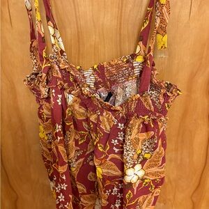 Rachel Zoe Burgundy and Yellow Floral Crop Top
